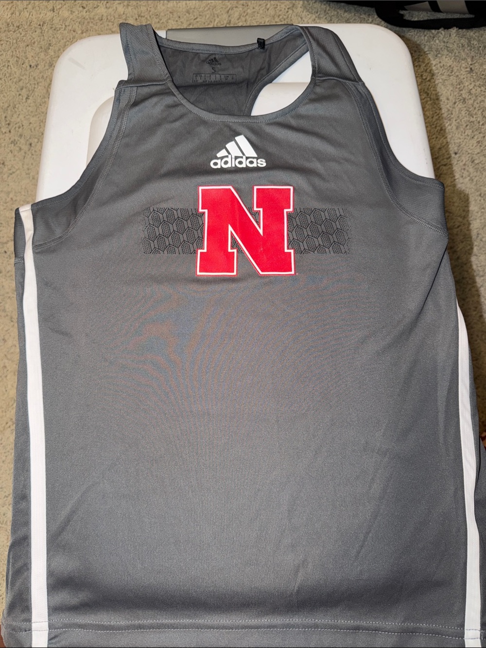 adidas Gray Athletic Tank with Red 'N' Logo